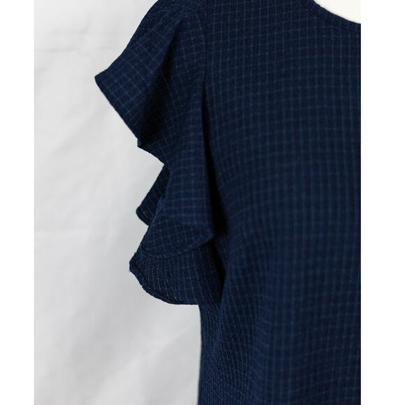 Jessica Howard 10P Dress Tiered Ruffle Sleeves Keyhole Closure Navy - Picture 3 of 6